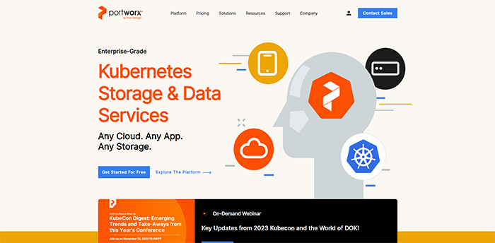 Portworx's homepage banner